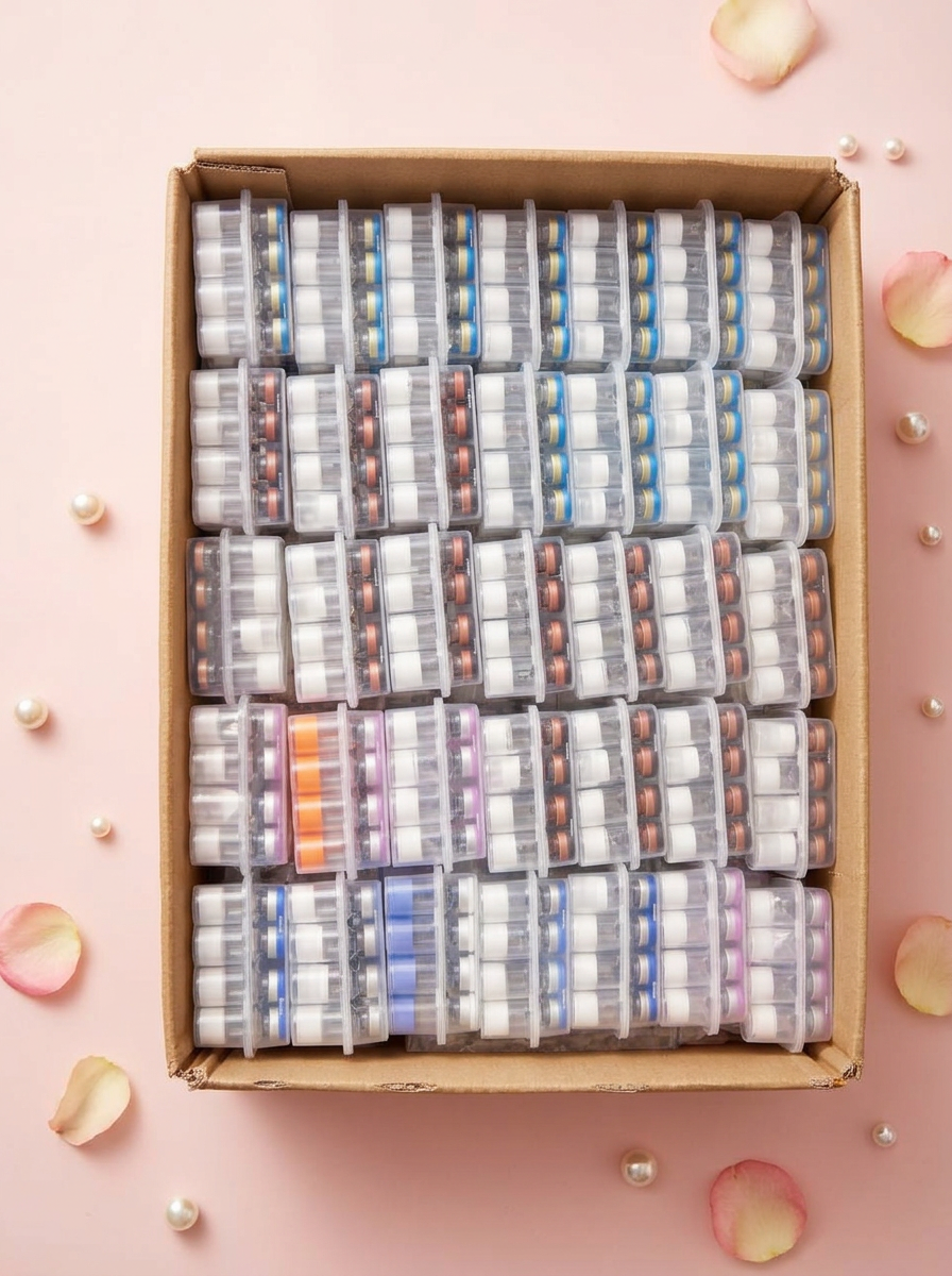 Group-buy box filled with trays of research vials